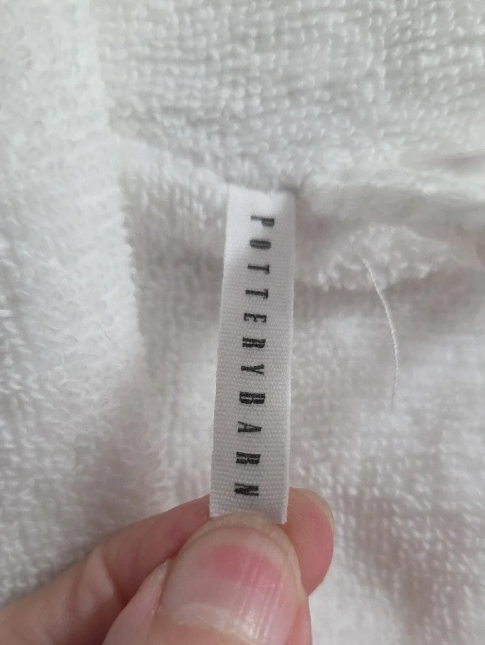 Pottery Barn White Waffle Robe with Terry Trim